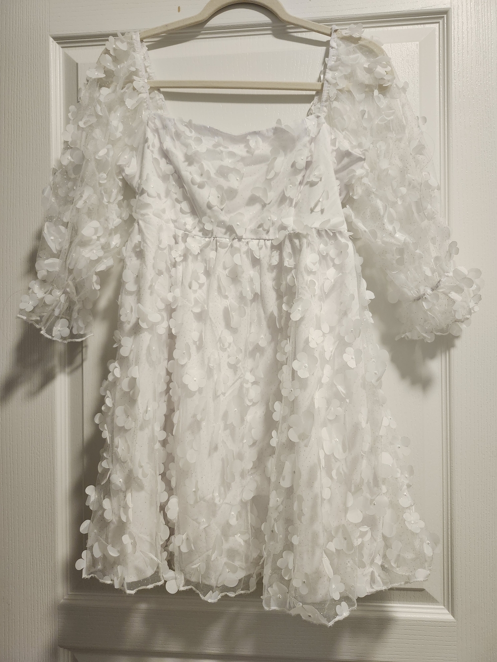 Floating Petals Appliqué Dress with Puff Sleeves | Women | Size Small